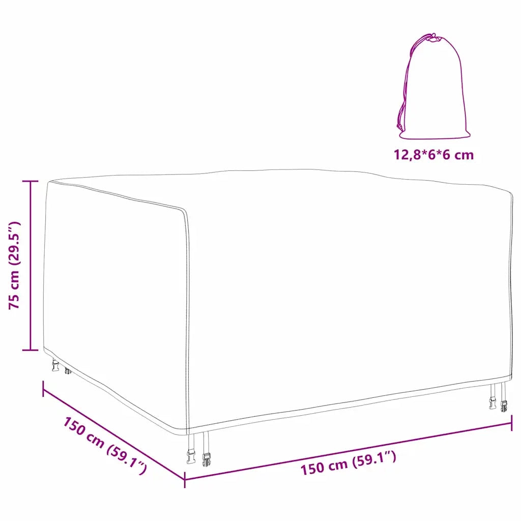 vidaXL Copertura per mobili da esterno Nero 150 x 150 x 75 cm 210D