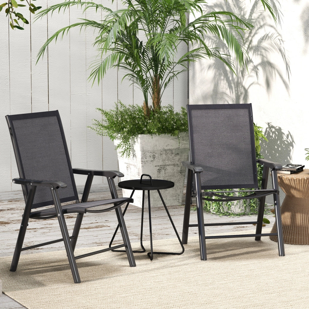 Sedia da Giardino Pieghevole ¨C zephmum ¨C 2 Pezzi Grigio Scuro 58x64x94 cm