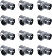 Connettori T in PVC 1/2 pollici, 12 pezzi, giunti a tre vie per acqua, mobili e tende - grigio