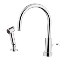 Rubinetto monocomando bordo lavello con deviatore, bocca minimale e doccetta a pulsante serie minimal