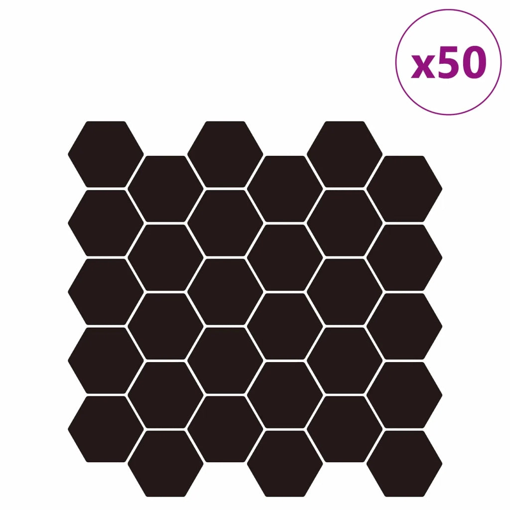 Piastrella Esagonale 50 pz Nero 30 x 30 cm Poliuretano e PET CFW1959321
