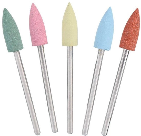 Accessori per unghie - Strumento per levigare unghie in silicone - Set di 5 pezzi con punteruolo - Accessori per nail art - In acciaio inossidabile - Sicuro e affidabile - Strumento per unghie