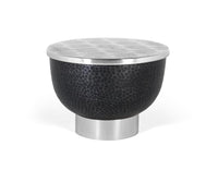 Tavolino rotondo con struttura in alluminio grigio scuro