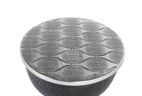 Tavolino rotondo con struttura in alluminio grigio scuro