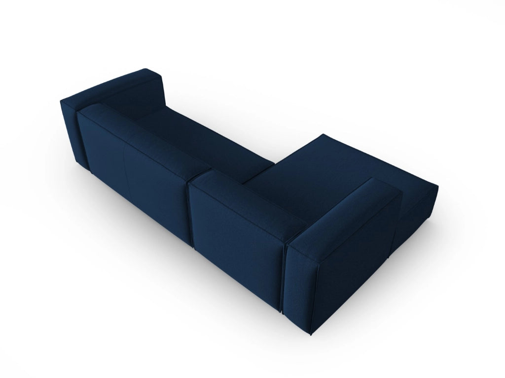 Cosmopolitan Design - Divano angolare sinistro "Mackay" 4 posti in velluto strutturato blu scuro 