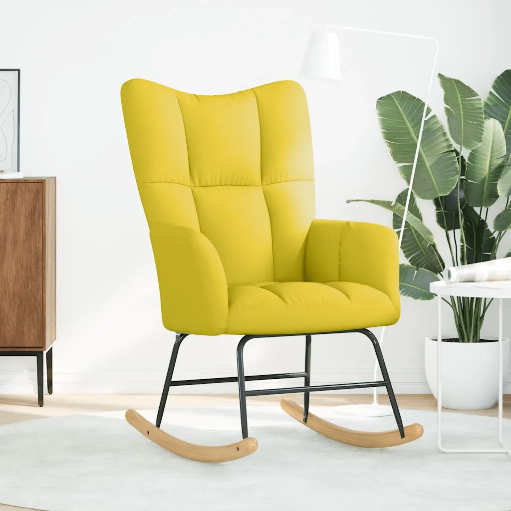 Sedia a Dondolo Giallo Chiaro in Tessuto CFW2950584