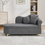 Chaise longue con vano contenitore e cuscini, tessuto effetto lana d'agnello Grigio Antico 134 × 64 × 70 cm