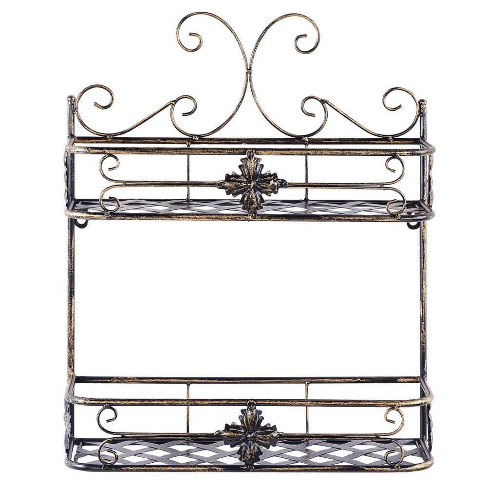 Mensola da parete per bagno in metallo bianco 52 x 42 cm Ripiano singolo sospeso in stile vintage effetto anticato
