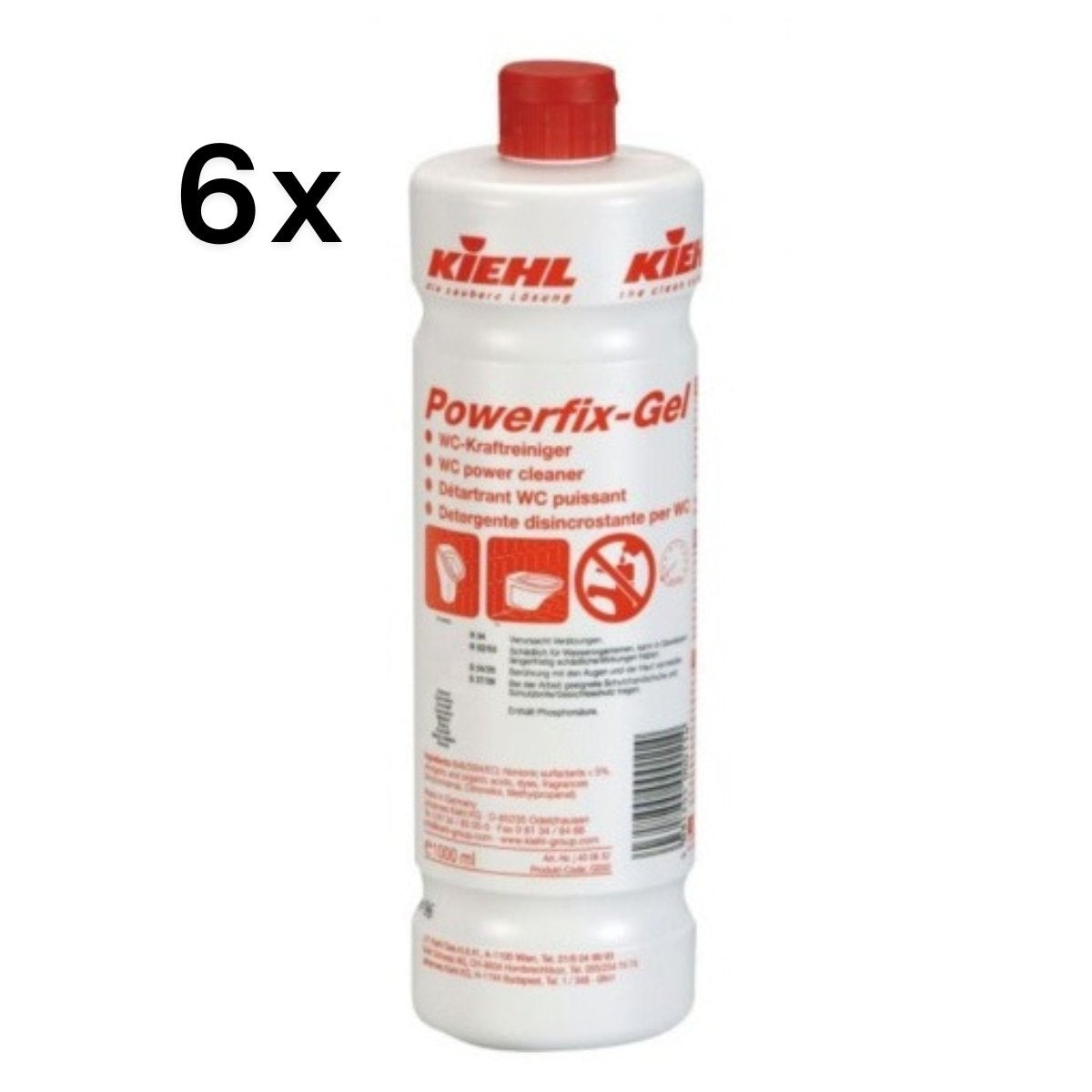 Powerfix Gel 6 Pezzi x 1 L, Detergente Anticalcare Profumato per WC e Orinatoi | Kiehl