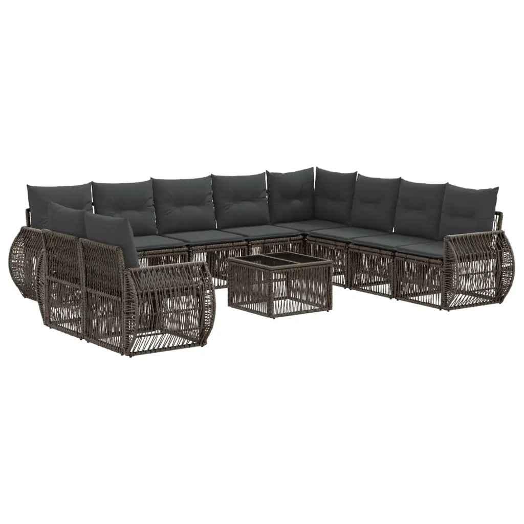 Set Divano da Giardino 11 pcs Grigio e Grigio Scuro polyrattan