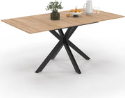ALIX Tavolo da pranzo rettangolare allungabile per 4-8 persone con gamba in legno e ragno nero 120-160 cm