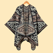 Sciarpa/mantella calda da donna in jacquard con spacco laterale, scialle classico con stampa animalier, ideale per le passerelle.