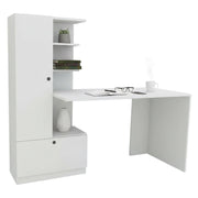 Scrivania Marilena, Scrittoio multiuso, Tavolo per ufficio porta PC, Piano di lavoro, 150x62h140 cm, Bianco