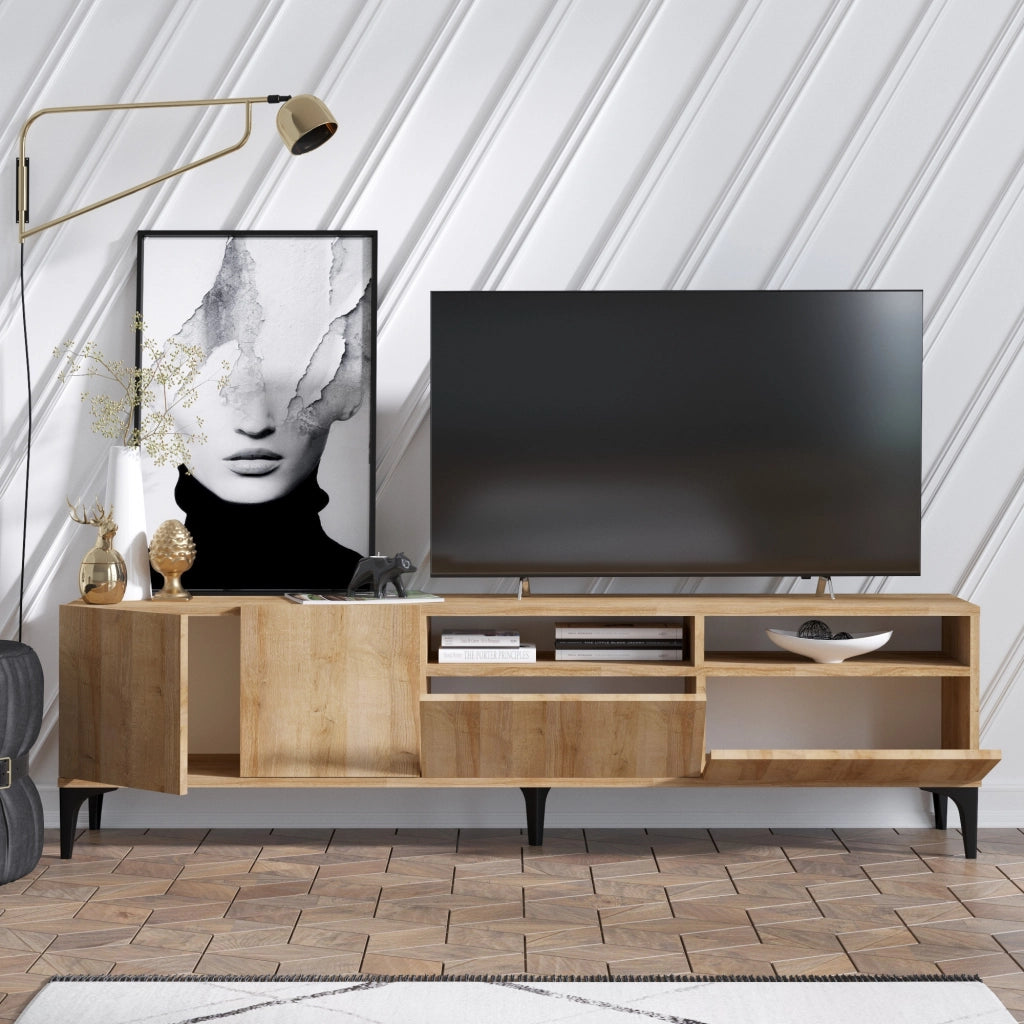 Porta TV in legno "Ross" - 180 x 35 x 52 cm - Rovere