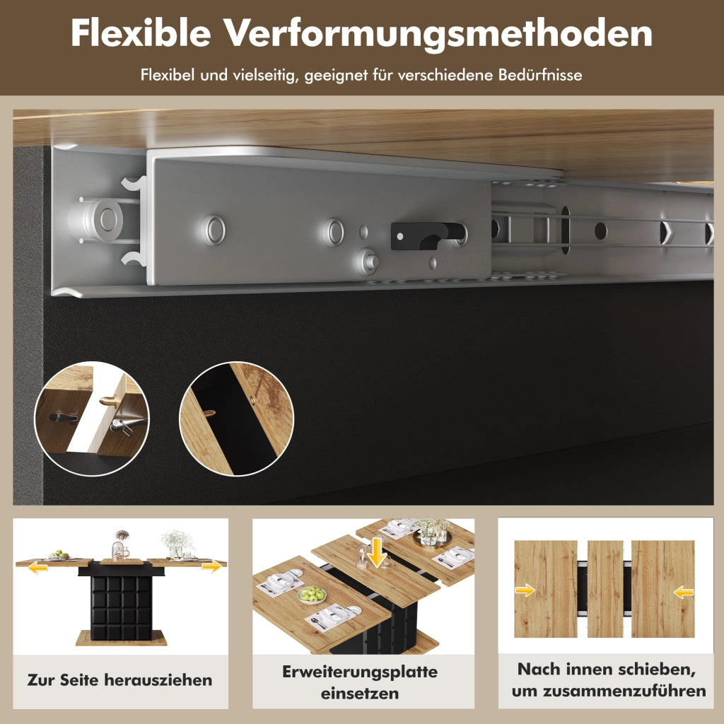 TAVOLO Allungabile 110-140x80x75 cm MDF Nero/Naturale