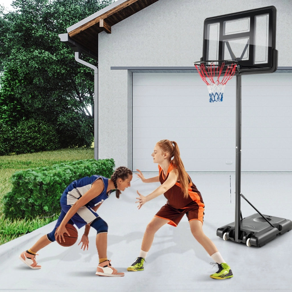 Canestro da basket regolabile in altezza con tabellone da 110x75cm, Porta da basket per interni ed esterni-Ricreazione outdoor