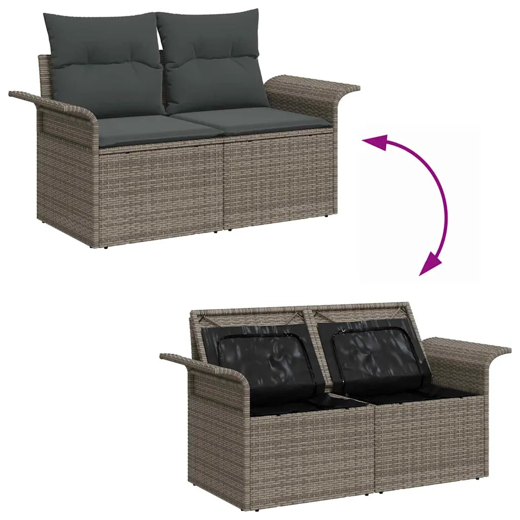 Set Divano da Giardino con cuscino 6 pcs Grigio Poly Rattan 3357002