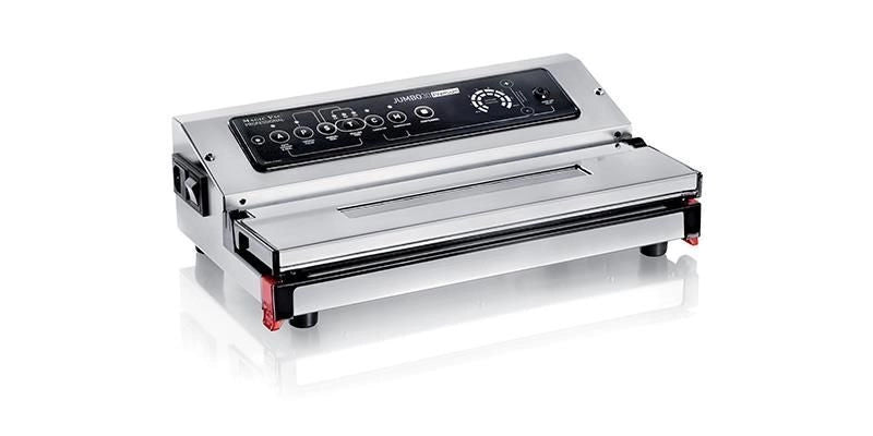 Magic vac 8321310005 Jumbo 30 Premium Macchina Sottovuoto Alimenti in Acciaio Inox con Doppia Pompa 28 litri-min Barra Saldante 30 cm colore Argento-Nero