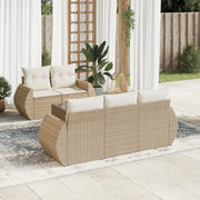 Set Divano da Giardino 6 pz con Cuscini Beige in Polyrattan 3253435