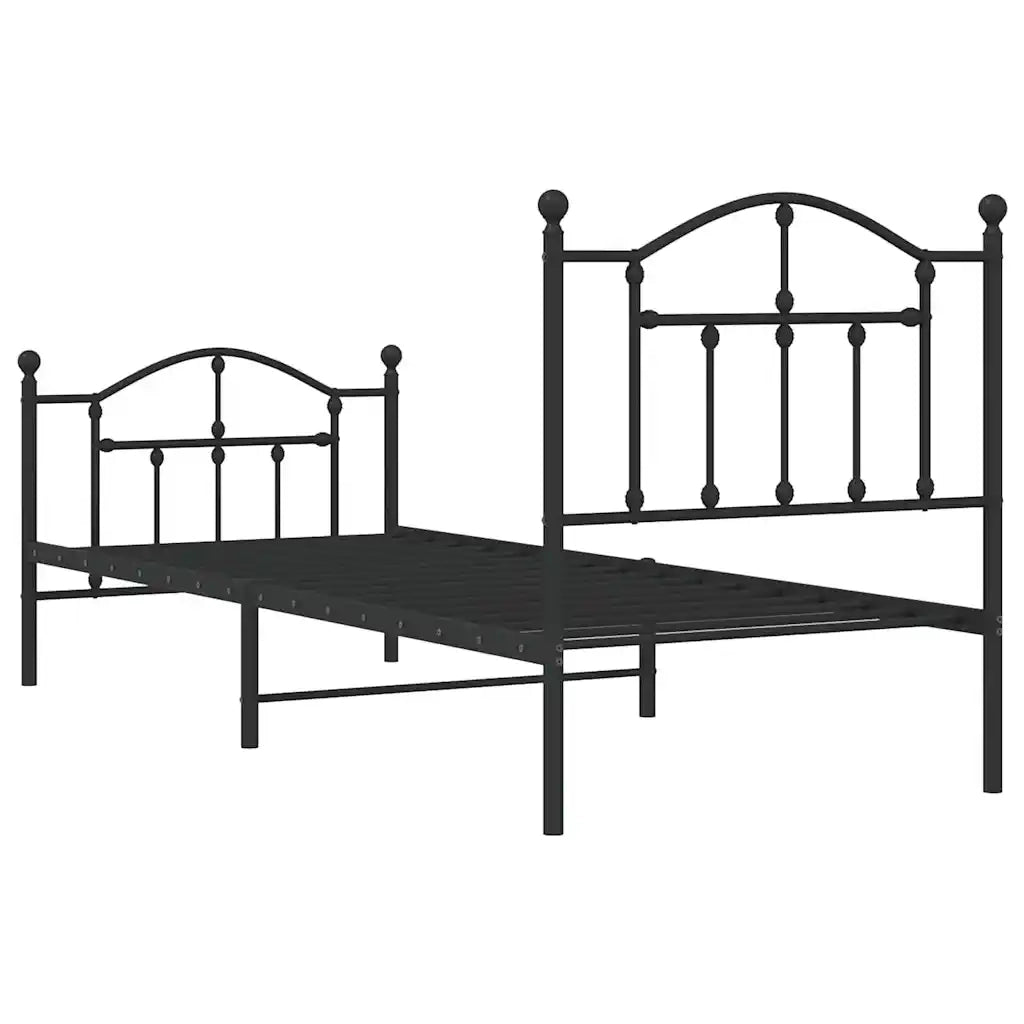 Giroletto con Testiera e Pediera-Struttura Letto Metallo Nero 90x190 cm 854746