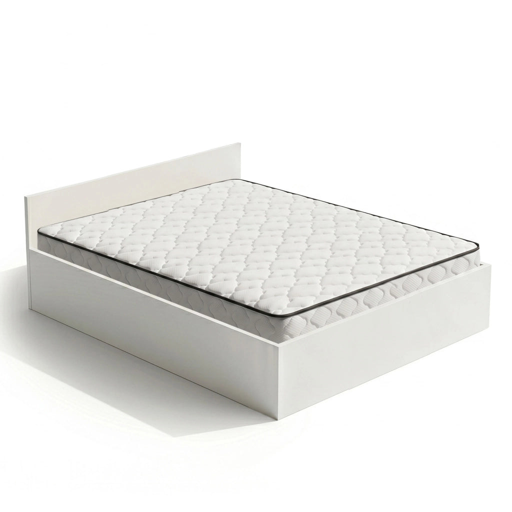 Letto con contenitore 160x200 cm rete sollevabile in metallo e materasso a molle Bianco