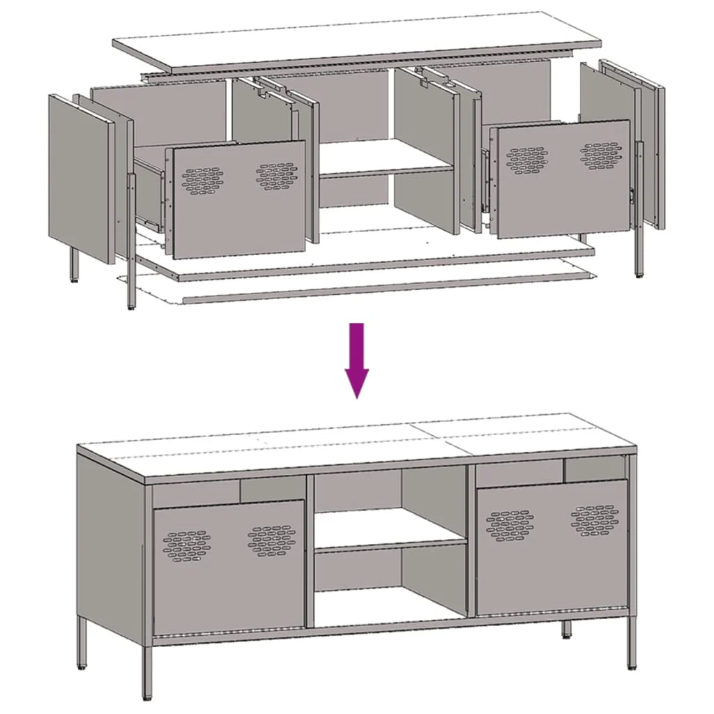 Mobile TV multimediale scaffale TV credenza mobile TV sala da pranzo soggiorno camera da letto giallo senape 101,5 x 39 x 43,5 cm acciaio laminato a freddo giallo 02_0027656