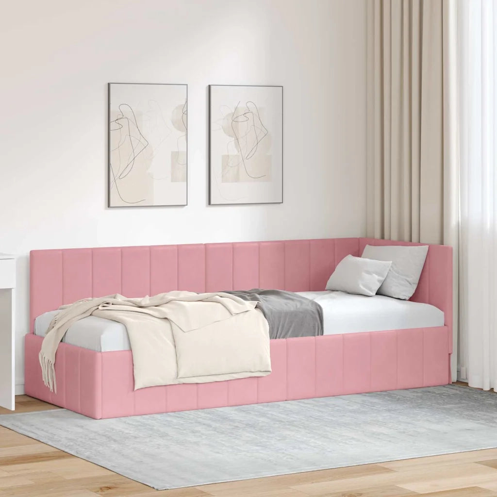 Cornice del letto ad angolo Rosa 80 cm x 200 cm Velluto