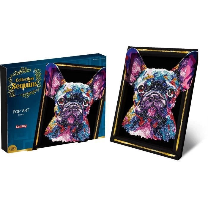 Kit per il tempo libero creativo - LANSAY - Collezione paillettes - Cane pop art - Da 14 anni