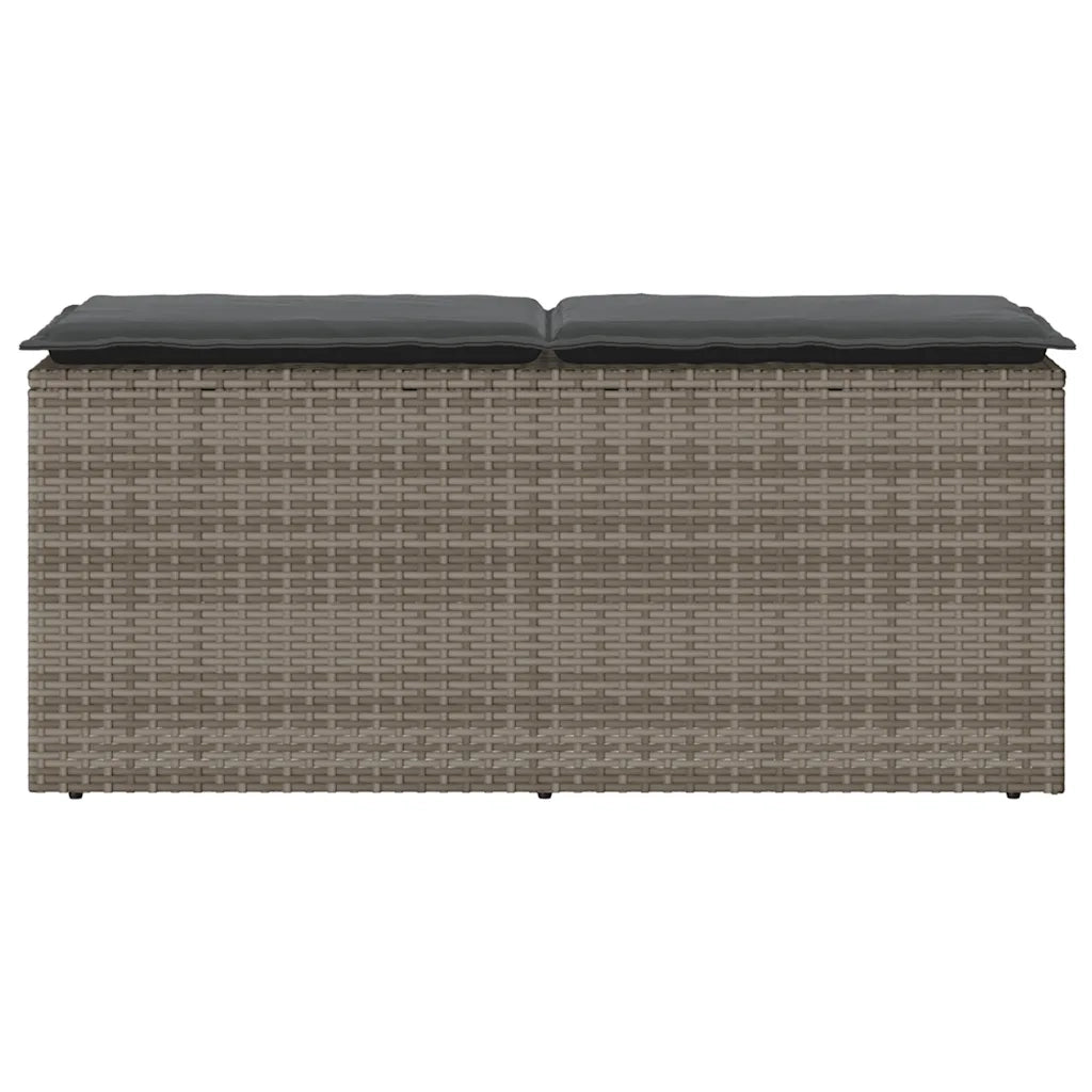 Panca da Giardino con Cuscino Grigio 110x40x44 cm in Polyrattan
