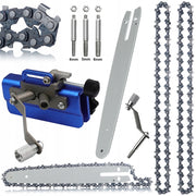Set Barra di Guida 8" + 2x Catena 1/4" + Affilatrice Manuale con Manovella – Acciaio Temperato