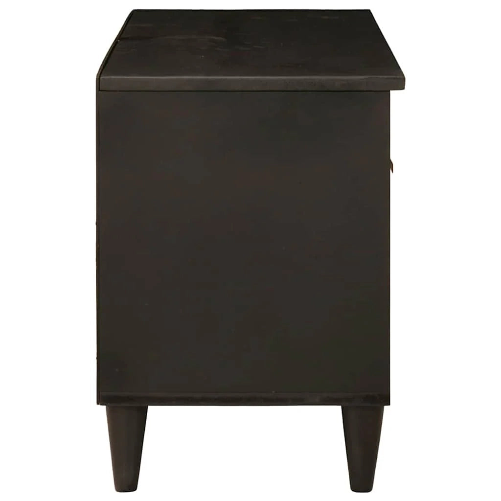Mobile porta TV basso rettangolare moderno 80 x 33 x 46 cm con cassetto e ripiani in legno ingegnerizzato nero 02_0057761