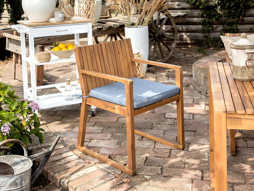 Set di 8 cuscini di seduta per sedia da giardino in tessuto resistente all'acqua blu