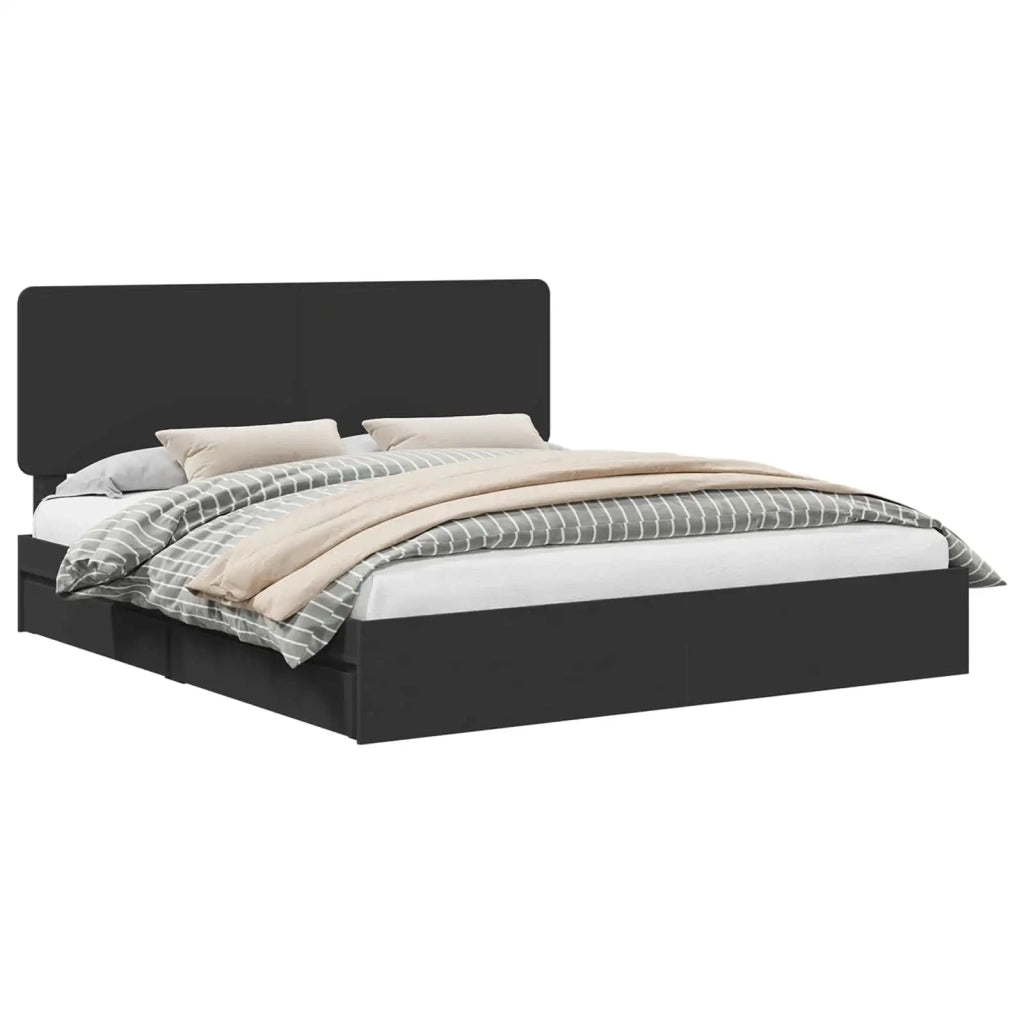 Letto con Contenitore Nero 200 x 200 cm Legno multistrato 3412652