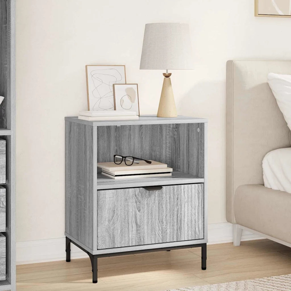 Comodino-Tavolino da notte Grigio sonoma 49 x 36 x 61 cm Legno multistrato