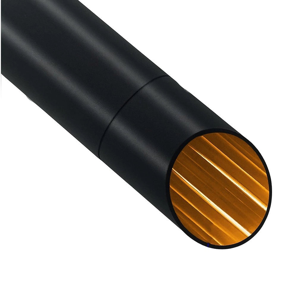 Trade Shop - Lampadario A Cilindro Asimmetrico Da Soffitto Nero Con Interno Oro Attacco Gu10 Ts187 -
