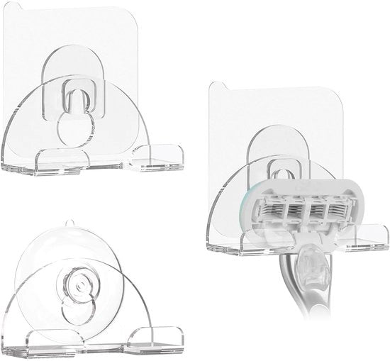Supporto per rasoiere da bagno - 3-pack - Supporto per rasoiere con gancio e supporto per parete - Adesivo e rimovibile