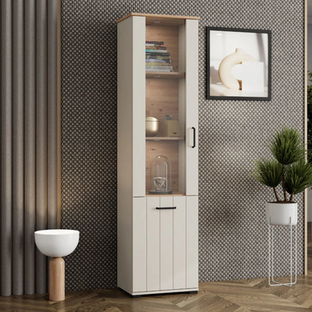 Mobile Espositore Entrac, Vetrina 4 Ripiani, 50x36x191h cm Bianco Crema