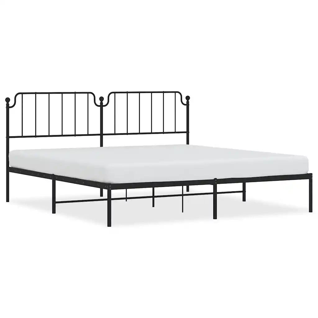 Giroletto con Testiera-Struttura Letto con testiera in Metallo Nero 193x203 cm 157559
