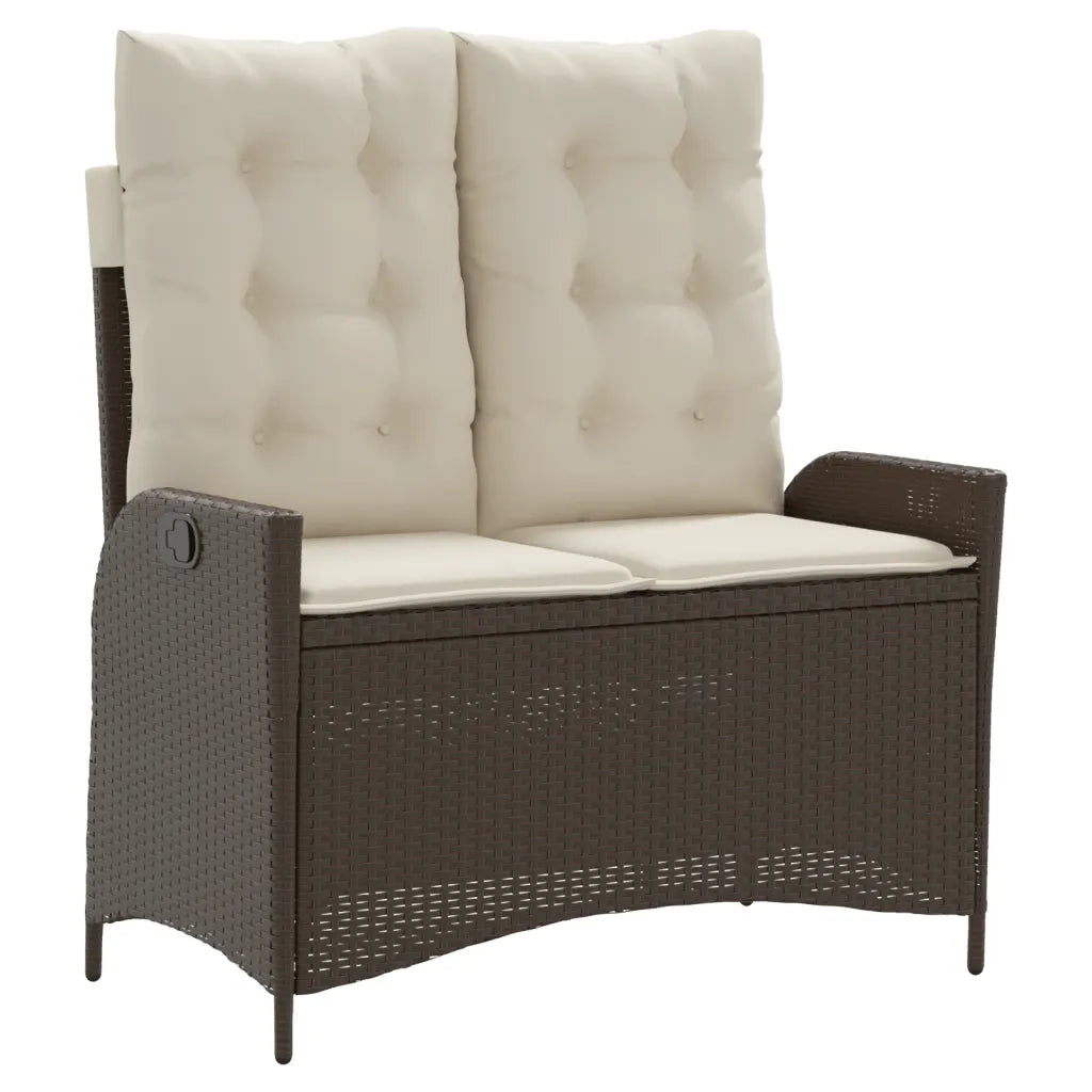 Panca Reclinabile da Giardino con Cuscini-Sgabello-Sedia da esterno Marrone in Polyrattan 464052