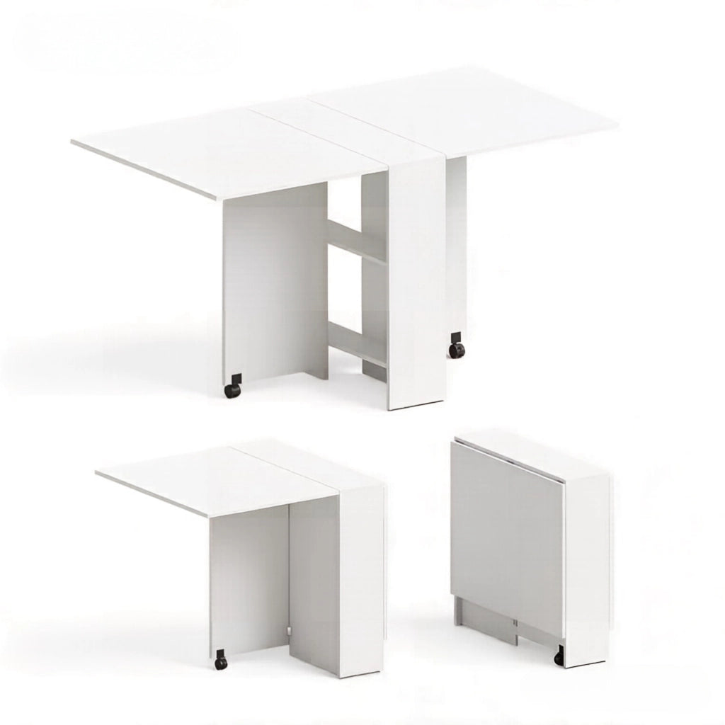 Tavolo da pranzo - pieghevole su ruote - compatto - tavolino mobile - versatile - solo tavolo
