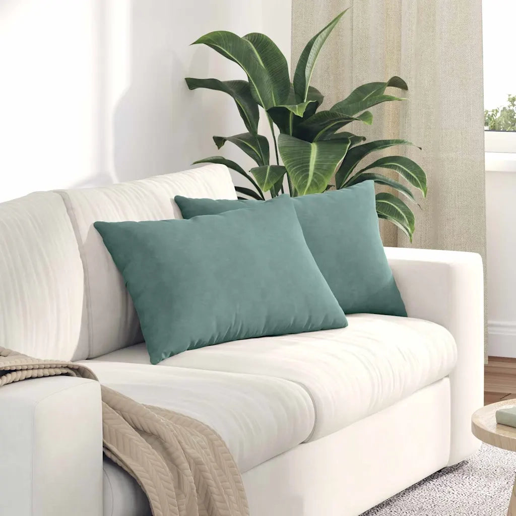 Cuscini da Divano 2 pcs Verde Mare 60 x 40 cm Tessuto in Cords