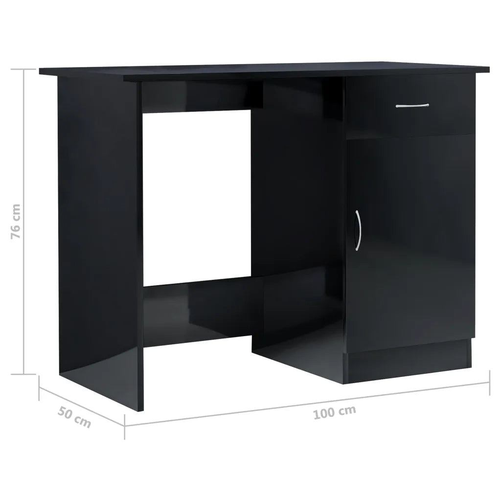 Scrivania Nero Lucido 100x50x76 cm in Legno Multistrato 801087