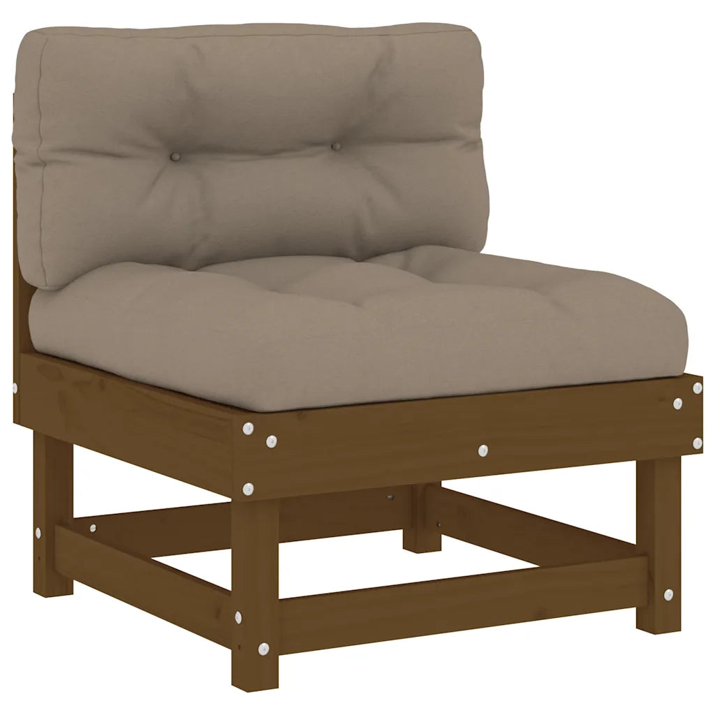 Divani Centrali con Cuscini 2pz in Legno Massello di Pino Ambra 825460