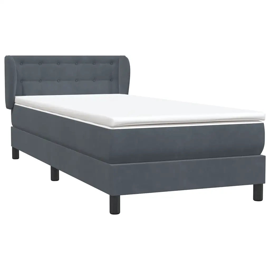 Giroletto a Molle con Materasso Grigio Scuro 80x220 cm Velluto 3317884