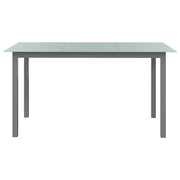 Tavolo da Giardino | Tavolino da esterno Grigio Chiaro 150x90x74cm Alluminio e Vetro