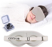 Slaapmasker con imbottitura 3D 100% buio per sonnambuli con cuffie auricolari in silicone occhiali da sonno morbidi per aereo, beige Driftwood, sonno con cintura elastica regolabile per adulti e bambini