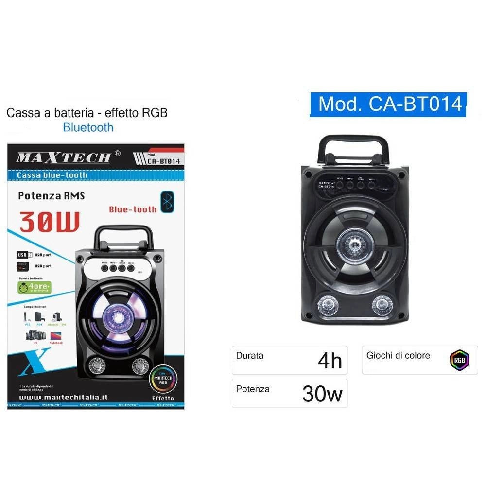 Trade Shop - Cassa Portatile Altoparlante Bluetooth Speaker Luci Rgb A Batteria 30w Ca-bt014 -