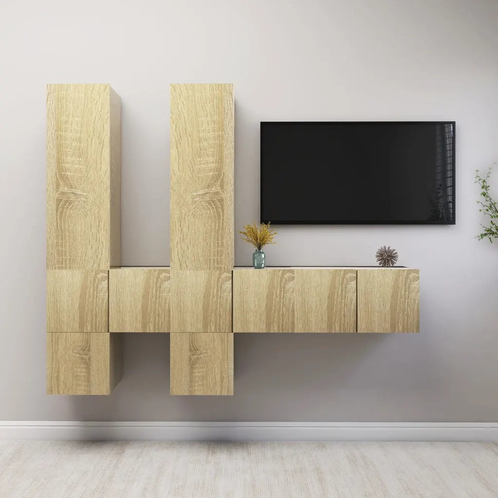 Set di Mobili Porta TV 7 pz Rovere Sonoma in Legno Multistrato 3079033