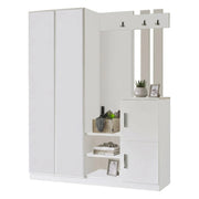 Hene, Mobile da Ingresso Specchio Incluso, 147x38x180h cm Bianco