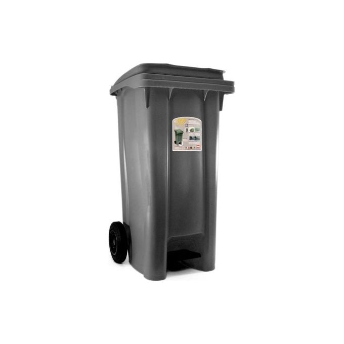 Stefanplast Bidone Carrello 120L Grigio con Ruote e Pedale Mod. 6437